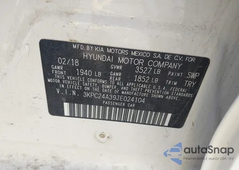 2018 Hyundai Accent Sel from USA, damaged, VIN 3KPC24A39JE024104